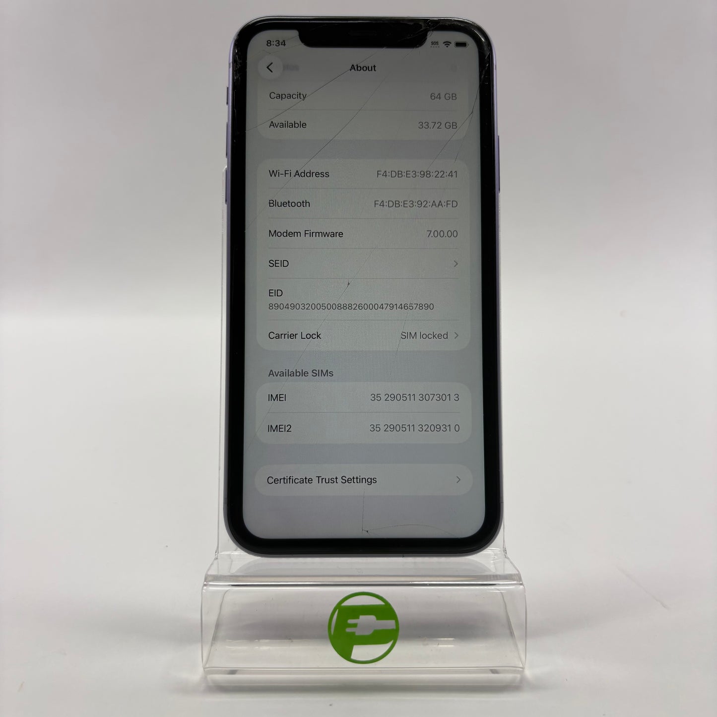 Broken T-Mobile Apple iPhone 11 64GB MWK52LL/A Read Description