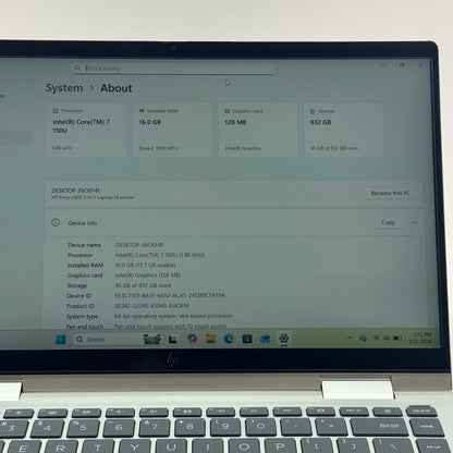 HP Envy x360 2 in 1 Laptop AX211NGW 14" Core 7 150U 1.8GHz 16GB RAM 1TB SSD w/ charger (READ)