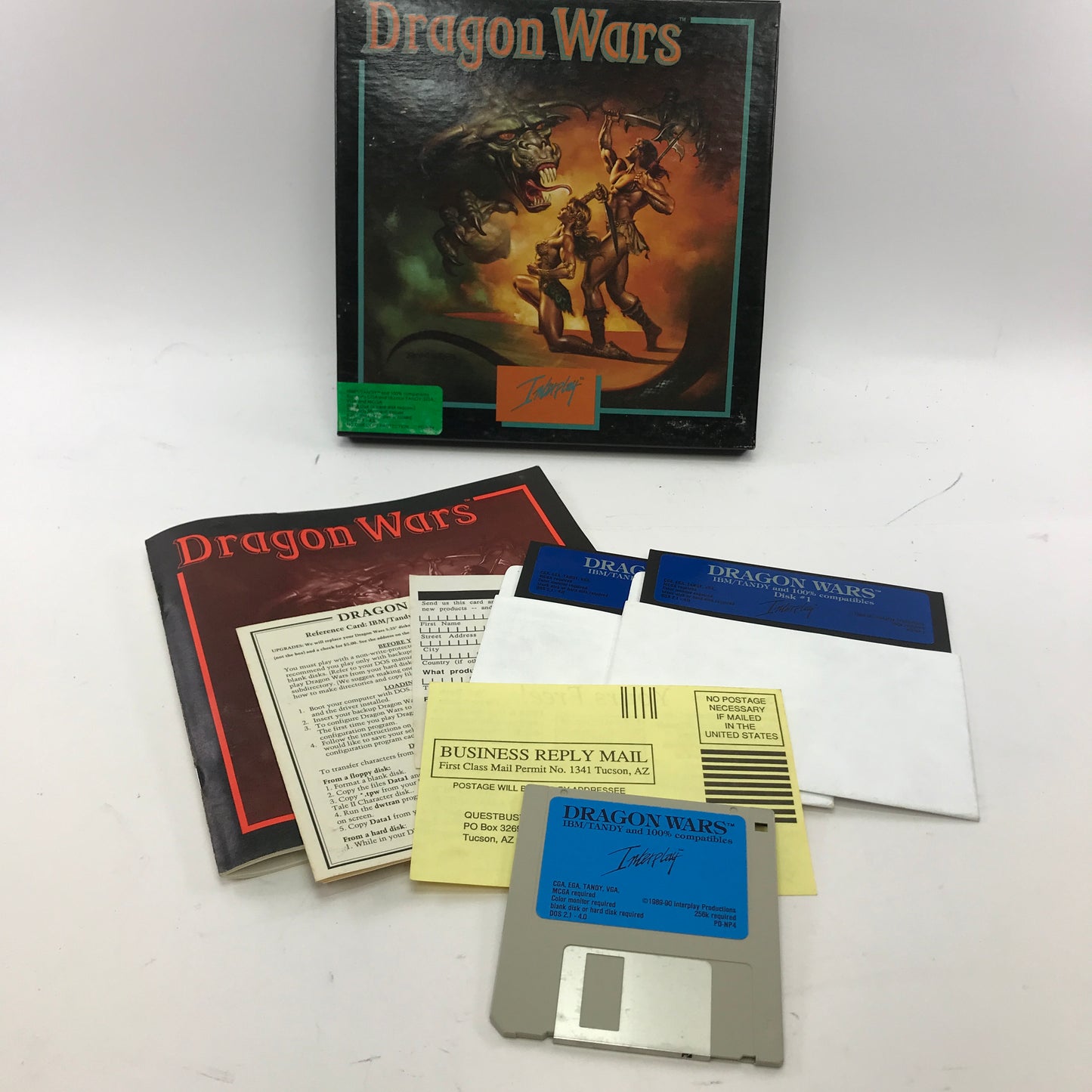 Dragon Wars (PC, 1989) w Manual and Floppy Discs CIB