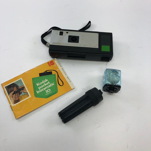Kodak Pocket Instamatic 30 35MM Film Camera w/ Magic Cube, Extender and Manual