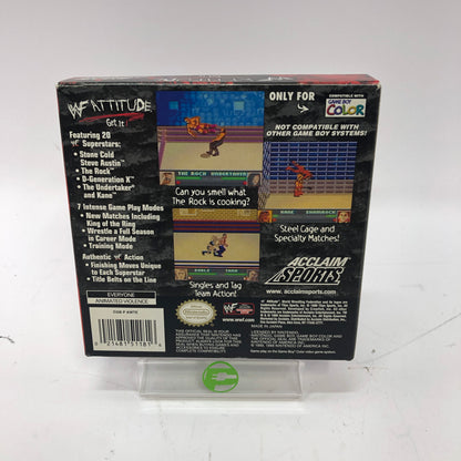 WWF Attitude (Nintendo GameBoy Color, 1999) Complete in Box w Inserts, CIB