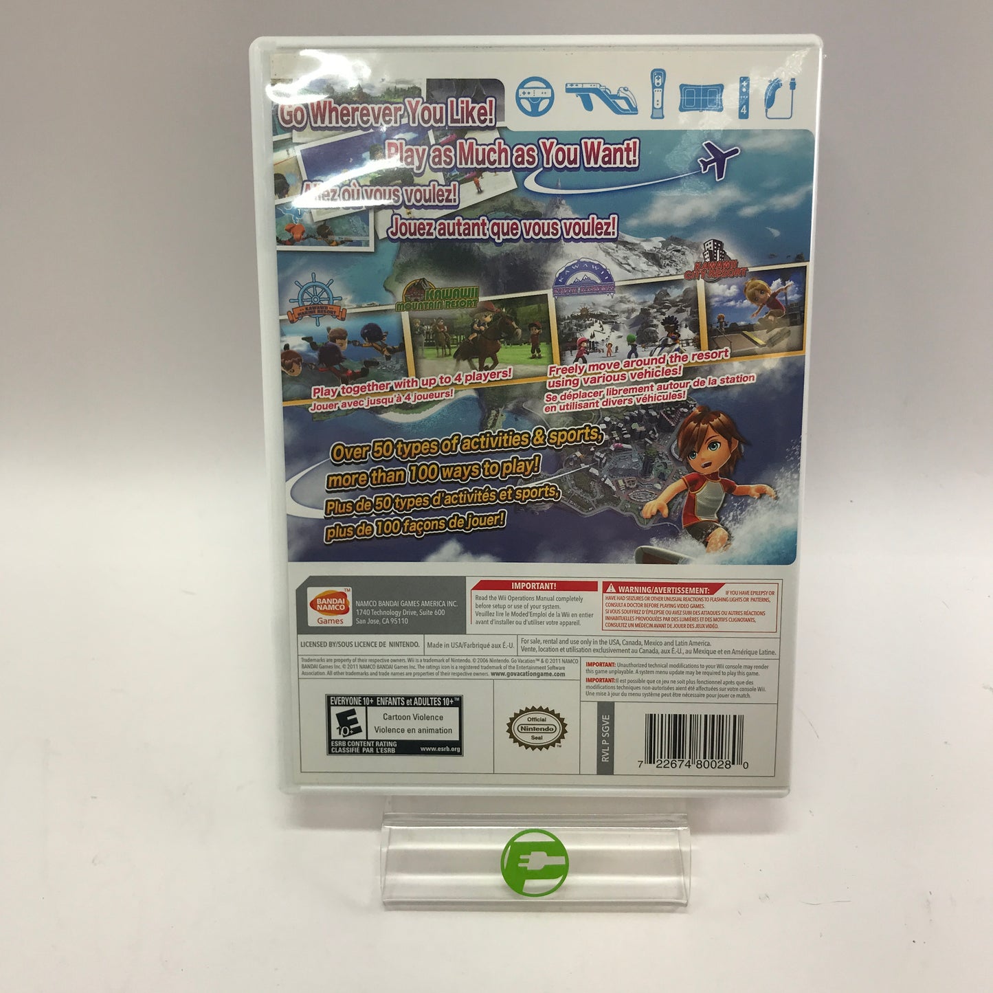 Go Vacation (Nintendo Wii, 2011) in Original Box w Manual CIB
