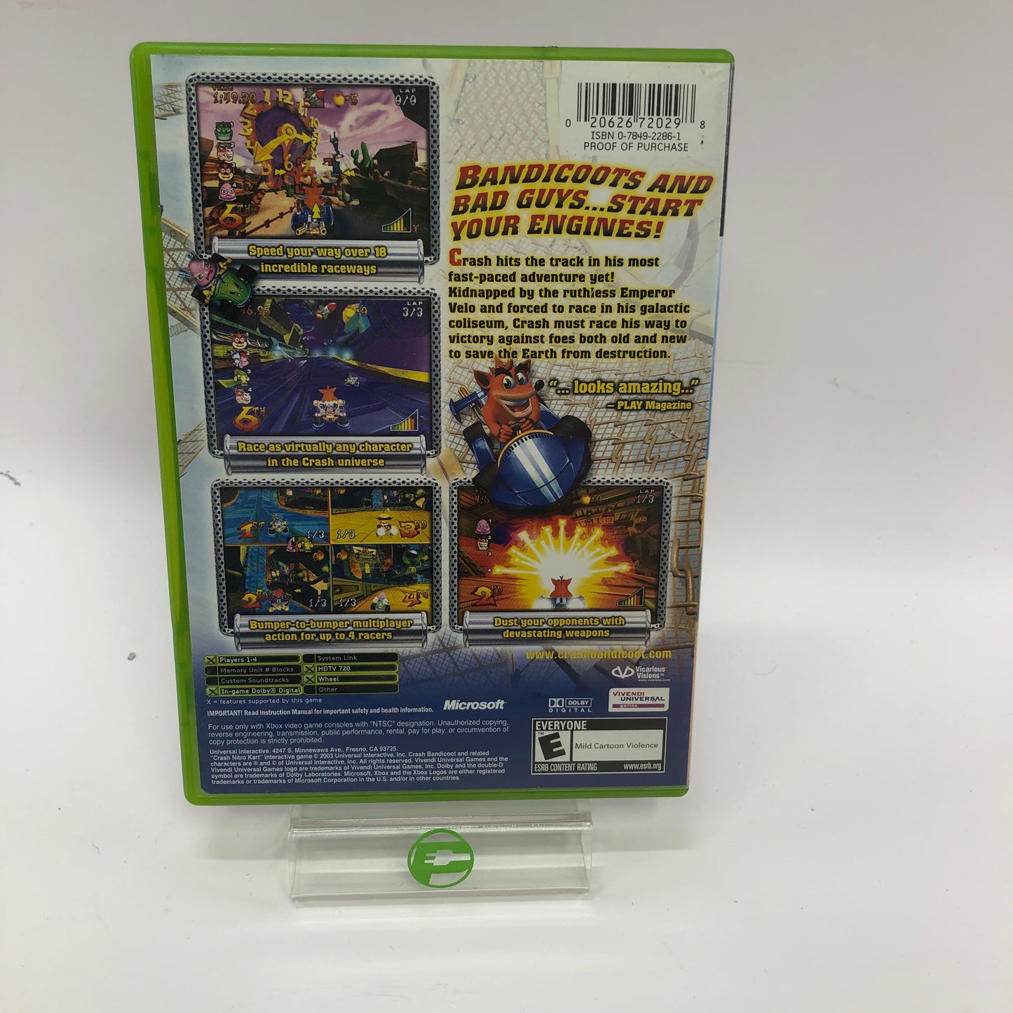 Crash Nitro Kart (Microsoft Xbox, 2003) CIB w Registration Card
