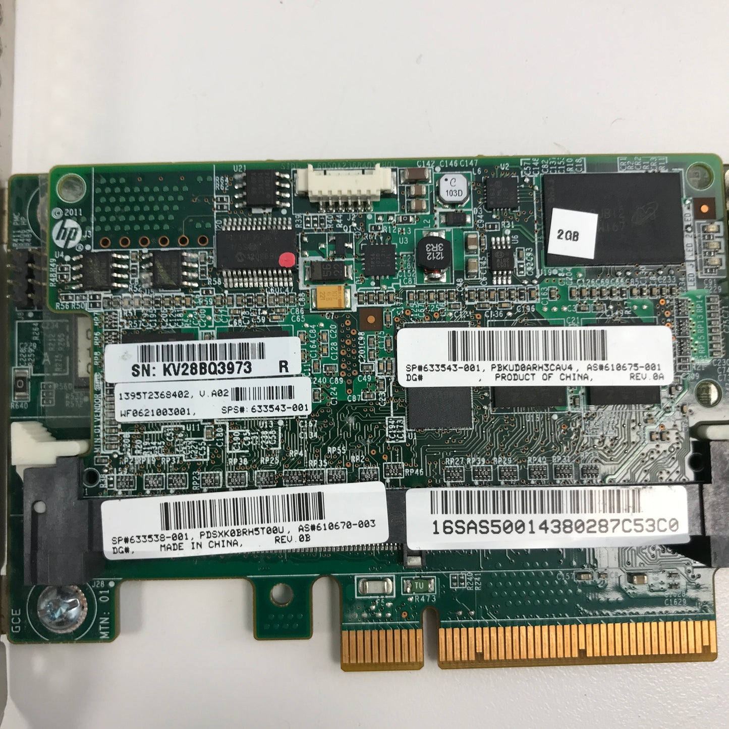 HP Smart Array P420 6Gb/s PCIe x8 SAS Raid Controller W/1GB FBWC P/N: 633538-001
