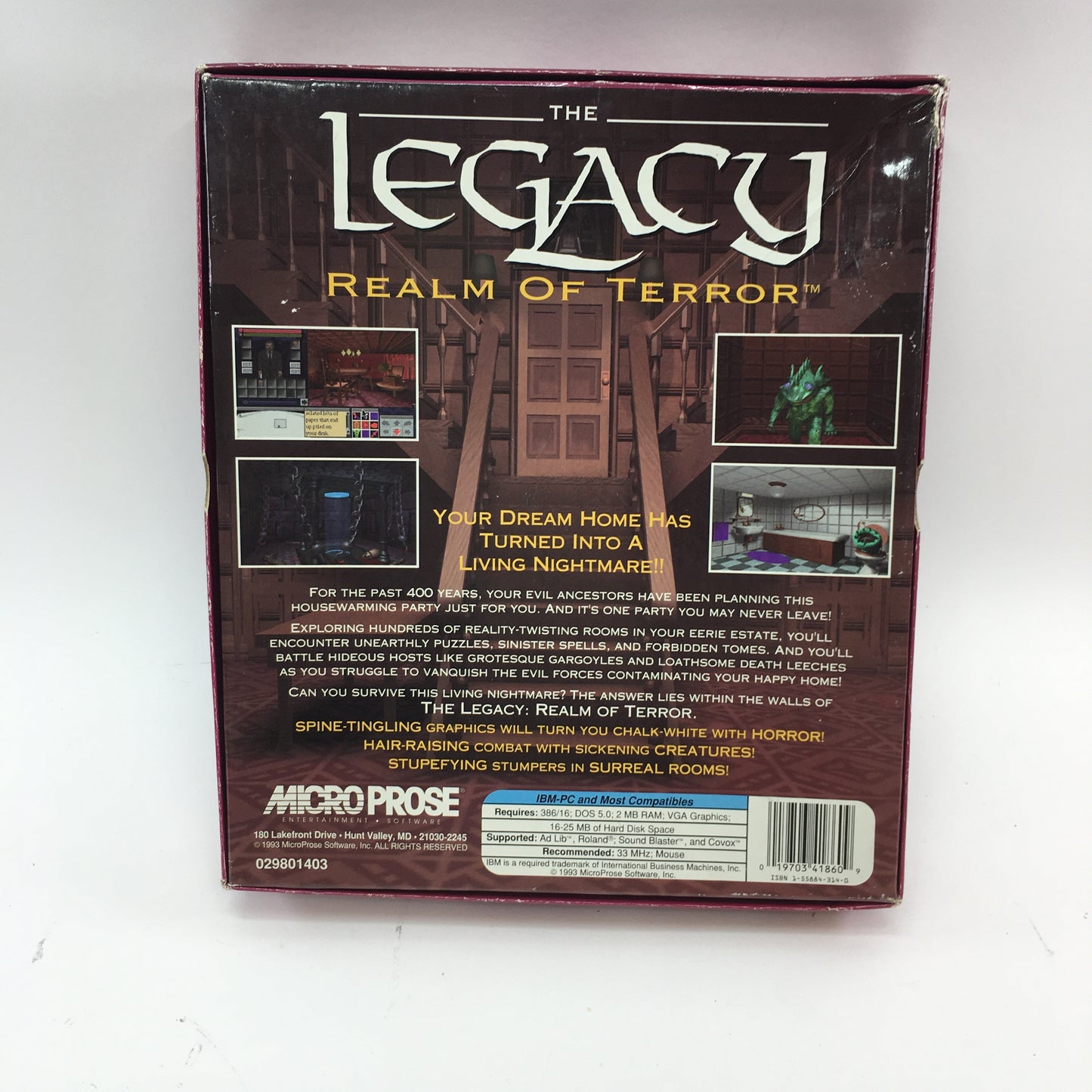 The Legacy: Realm of Terror (PC, 1991) Complete in Original Box