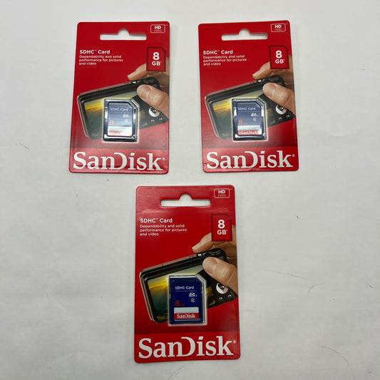 New Sandisk Lot of 3 8GB SDHC Cards SDHC Cards SDSDB-008G-B35