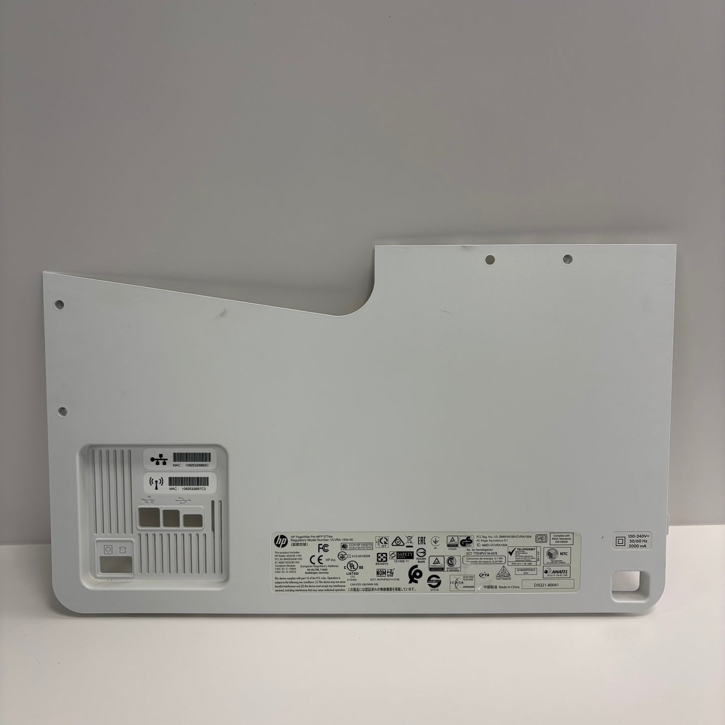 HP PageWide Pro MFP 577dw Printer Back Panel D3Q17-90001