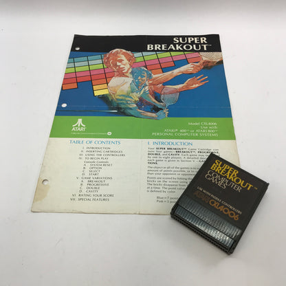 Super Breakout (Atari 400, 1979) Cartridge and Manual Only