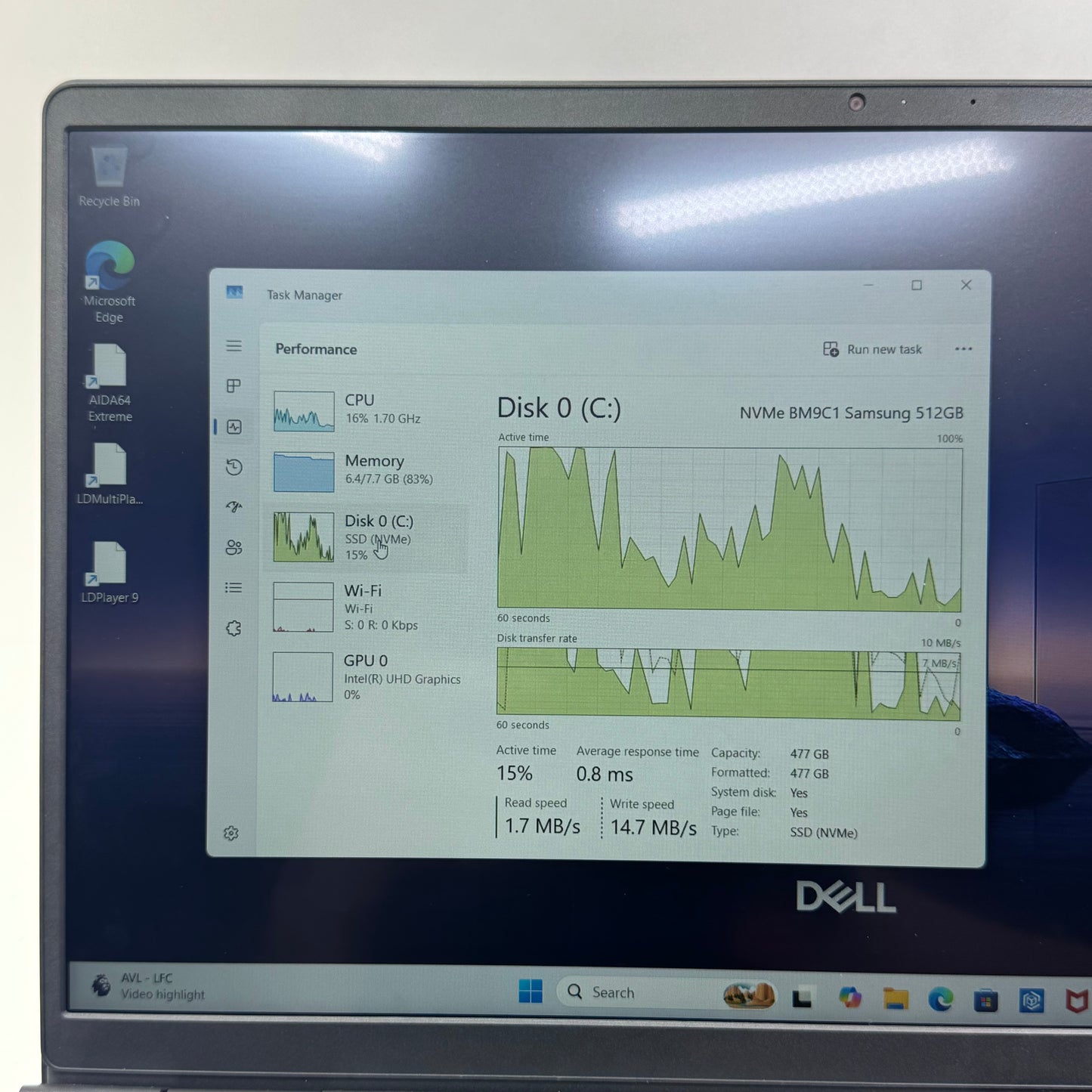 Dell 15 DC15250 15.6" i5-1334U 1.3GHz 8GB RAM 512GB SSD