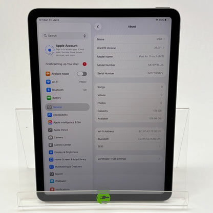 WiFi Only Apple iPad Air 11" M3 128GB Space Gray MC9W4LL/A