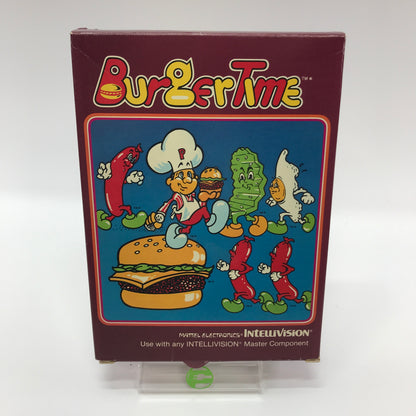 Burgertime (Mattel Intellivision, 1981) Complete in Original Box w/ Overlays CIB
