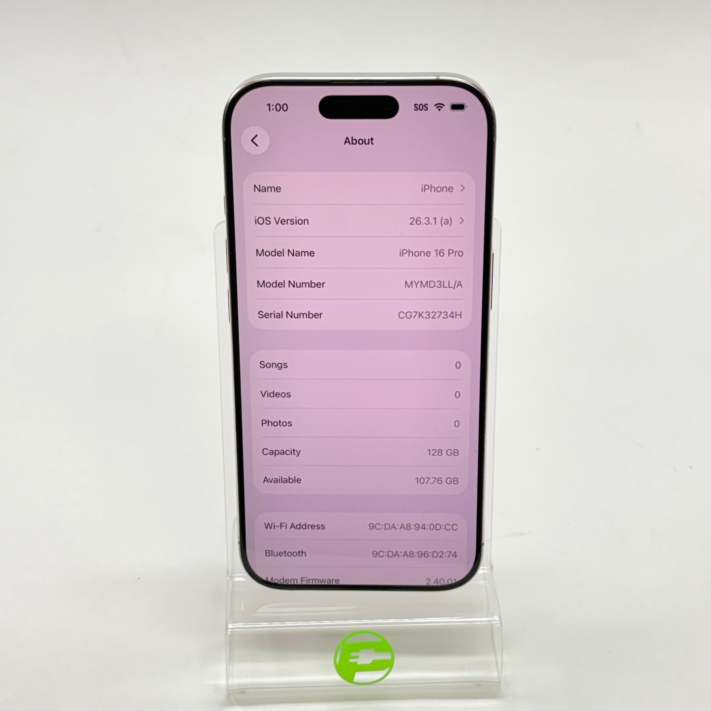 Factory Unlocked Apple iPhone 16 Pro 128GB Natural Titanium MYMD3LL/A