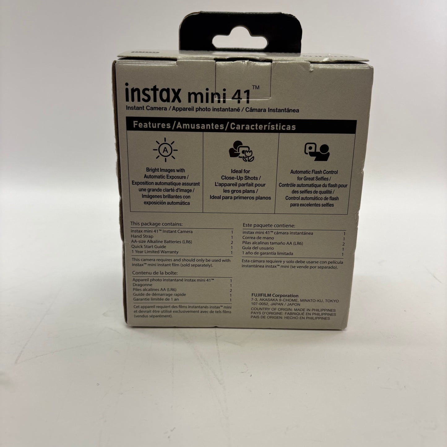 Open box FujiFilm instax Mini 41 60mm 0.3 Focus Range Black Instant Camera