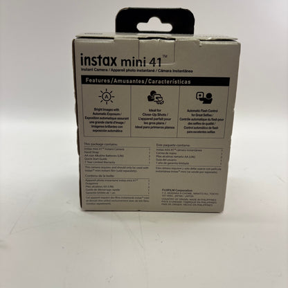 Open box FujiFilm instax Mini 41 60mm 0.3 Focus Range Black Instant Camera