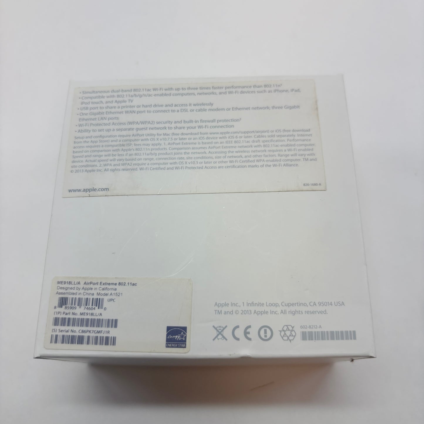 Apple AirPort Extreme 6th Gen 802.11ac Dual-Band Wi-Fi Router ME918LL/A