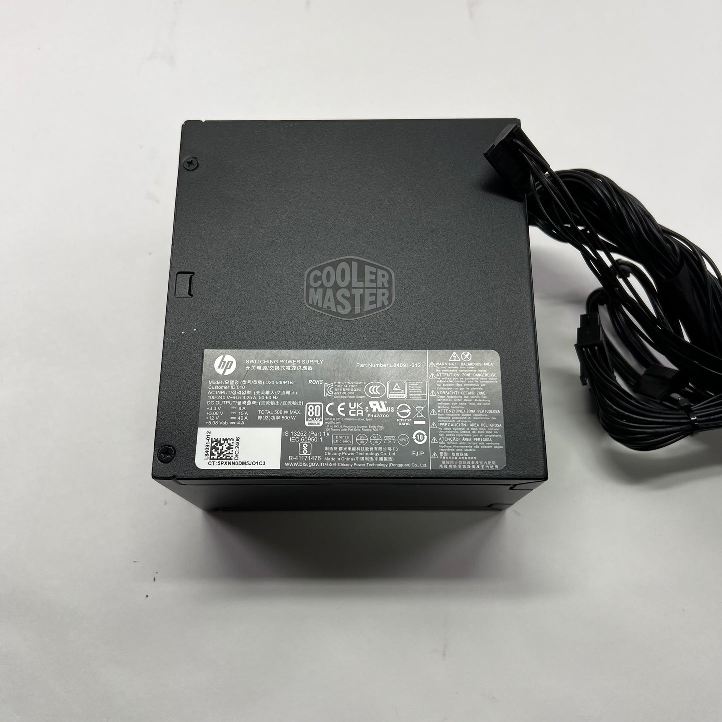 Cooler Master D20-500P1B L84091-012 80 Plus Bronze 500W Non Modular Power Supply