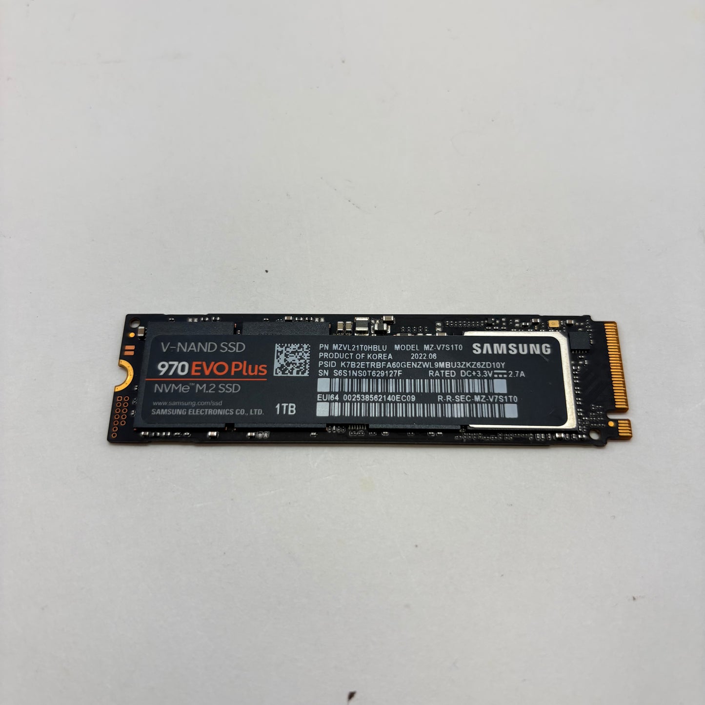 Samsung 2280mm 970 EVO 1TB M.2 NVMe Gen 3.0 x 4 SSD MZ-V7S1T0
